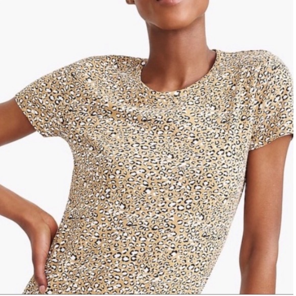 J.Crew Studio Tee Casual Crew Neck Top Cotton Leopard Print Shirt Short Sleeve M - Picture 3 of 9